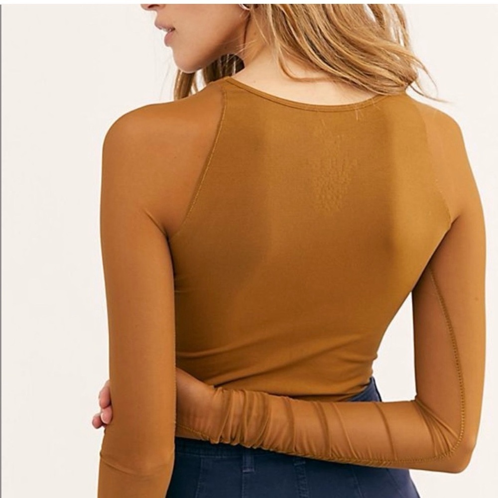 NWOT Free People Scrunch Sleeve Mesh Top